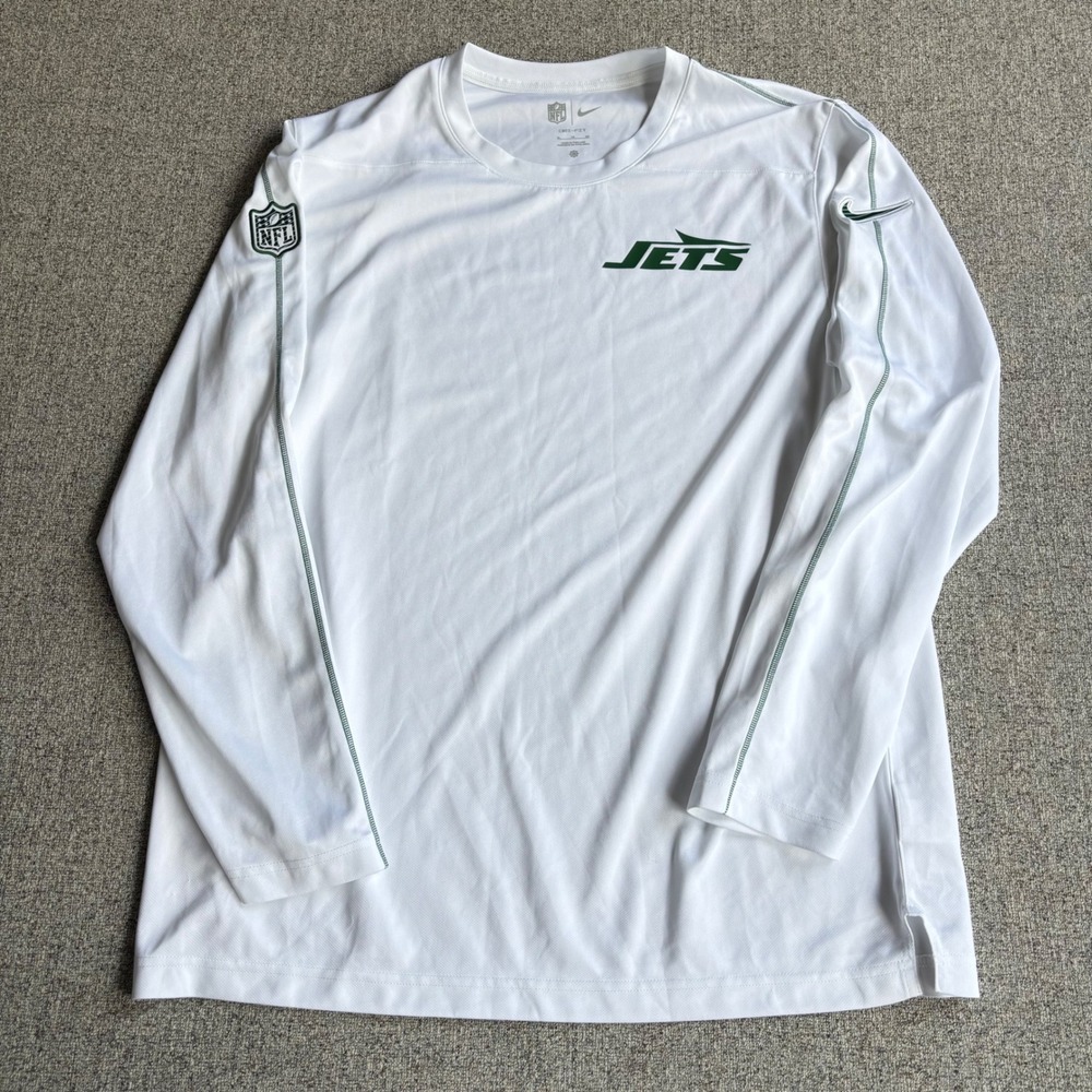 New York Jets Nike T-Shirt Mens XL White NFL Football Dri-FIT Long Sleeve